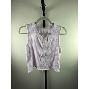 Aerie Henley Tank Top Women Small Lavender Excellent Ribbed Cropped Sleeveless